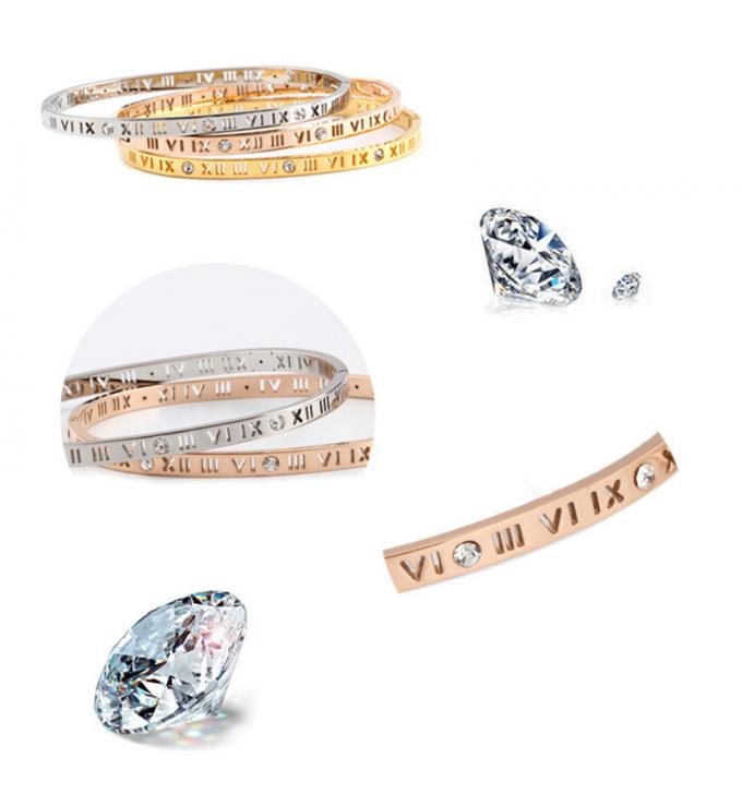 Золото моды покрыло Bangles дам Bangle нержавеющей стали и Bangle номера кольца римский
