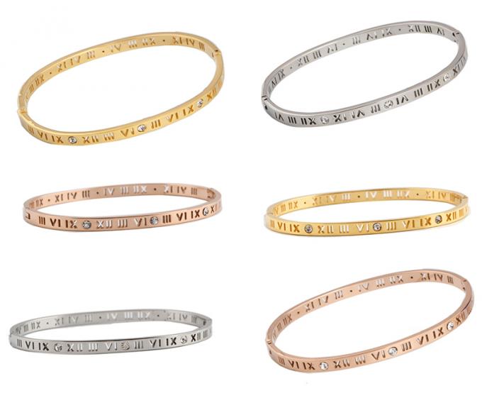 Золото моды покрыло Bangles дам Bangle нержавеющей стали и Bangle номера кольца римский