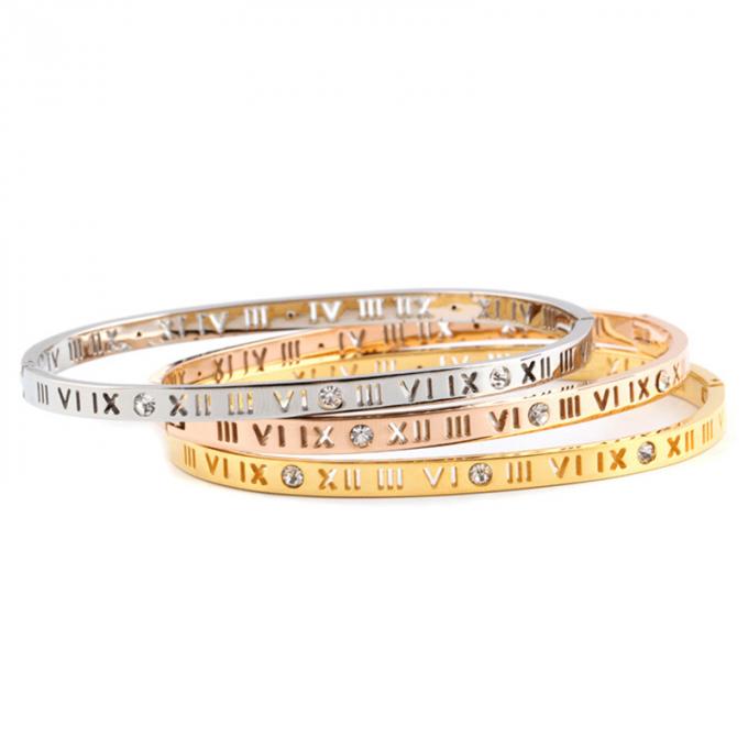 Золото моды покрыло Bangles дам Bangle нержавеющей стали и Bangle номера кольца римский